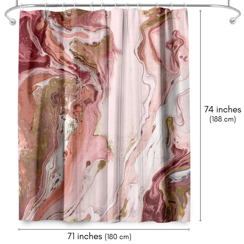 Strayer Polyester Abstract Marble Shower Curtain, Red