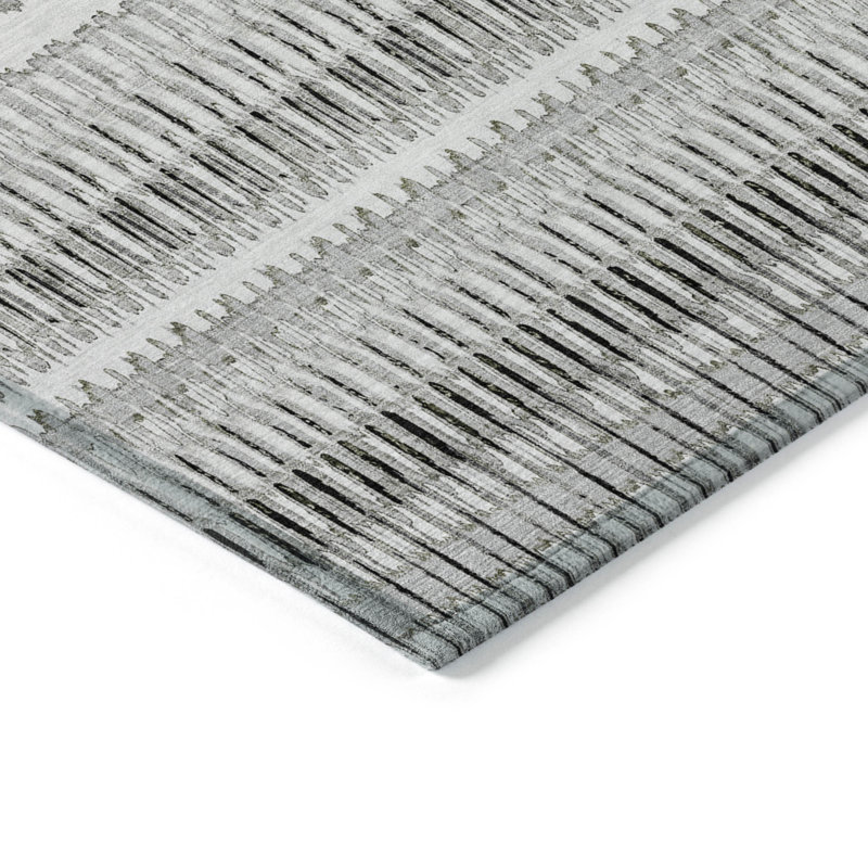 Tapis intérieur lavable rayé gris ivoire et taupe 8 pi x 10 pi