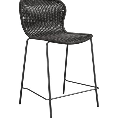 De 2 tabourets de comptoir en faux métal brun - chaises de bar de salle à manger de style bord de mer, dossier solide, texturé, sans accoudoirs, fabrication de dossier de chaise pour chambre à coucher, structure, fonctionnalité moderne