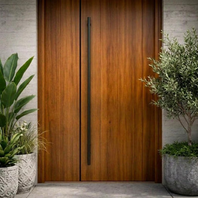 Pull/Push Round Door Handle Bar - Stainless Steel Modern Contemporary Long Stainless Steel Push Pull Door Handle for Home Entrance Glass Shower Wooden Barn & Office Store Shop Doors