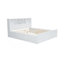 Lit plateforme très grand en bois avec tête de lit multi-rangement, USB et tiroirs, blanc