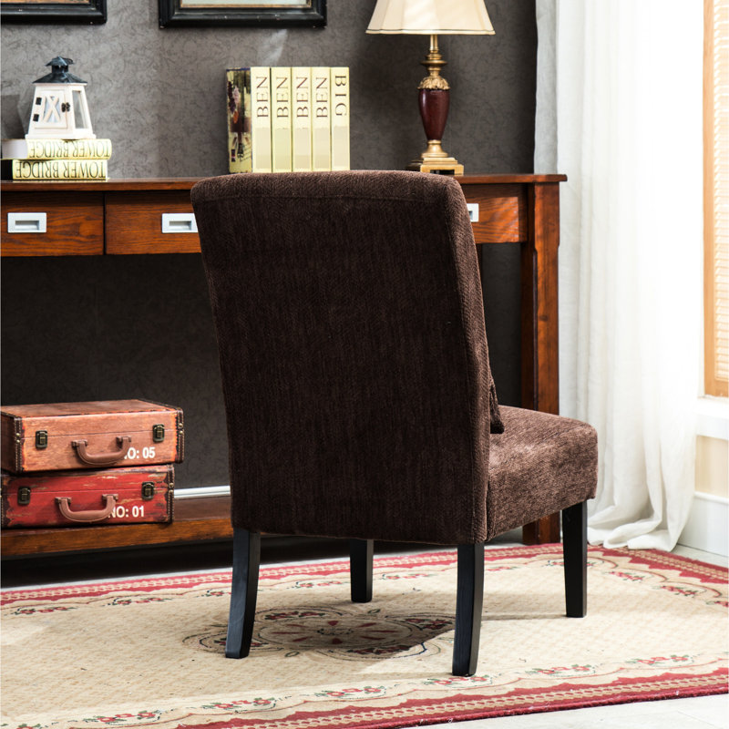 Fauteuil d'appoint chocolat noir avec revêtement et oreiller en chenille
