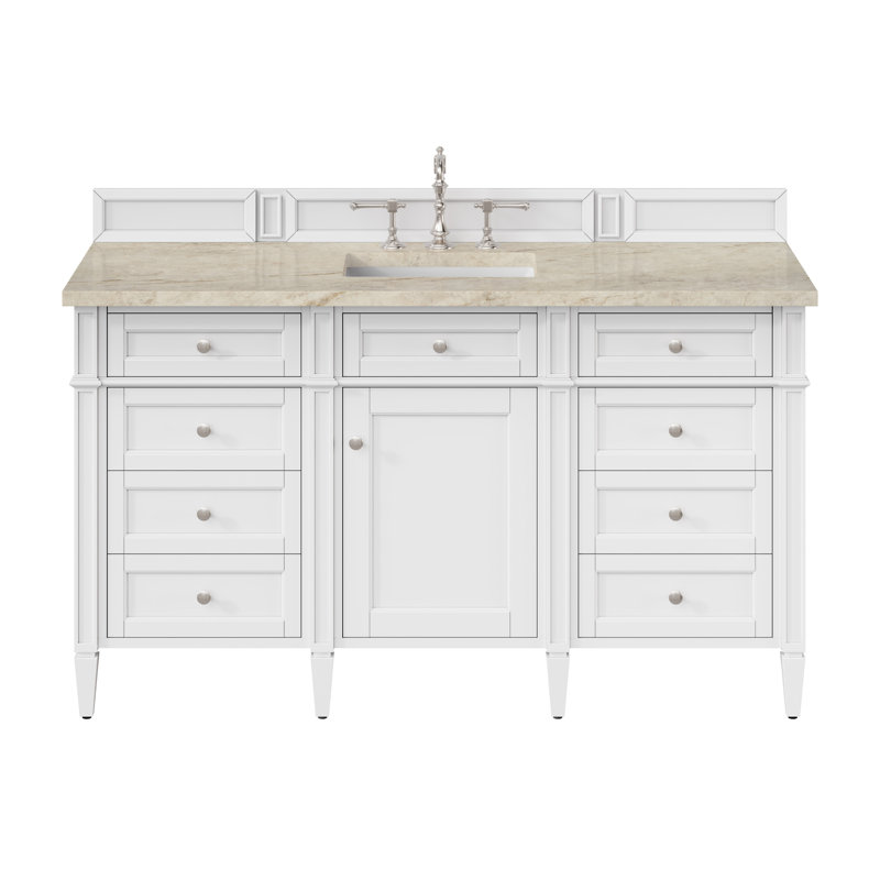 Meuble-lavabo simple 60 po Dussault, Blanc brillant, 8 po, Tajnar