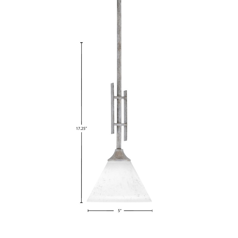Mini-luminaire suspendu suspendu Uptowne avec fini argent vieilli et verre de 7 po, Blanc