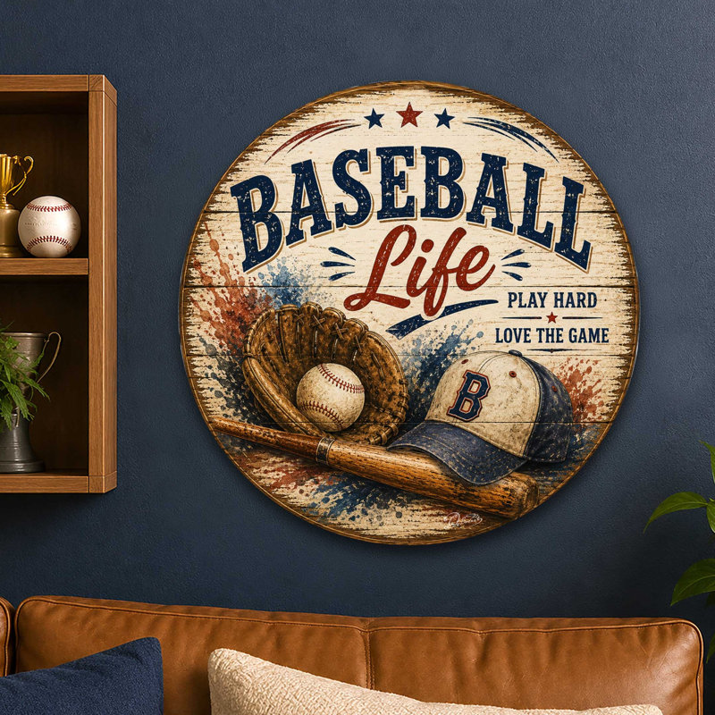 Accroche-porte vintage Baseball Life par G. Debrekht
