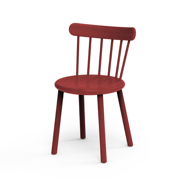 Ai Solid Wood Dining Chair, Japanese Red