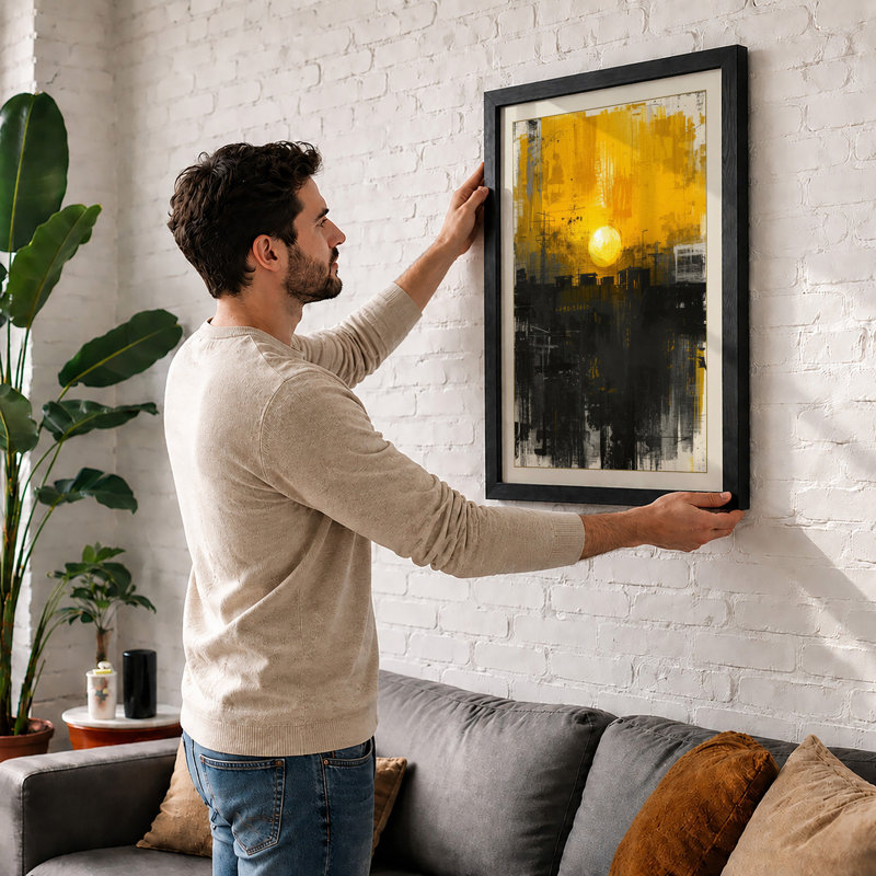 Sun Over City Modern - Framed Print, A1 - 84.1 x 59.4 cm, Walnut
