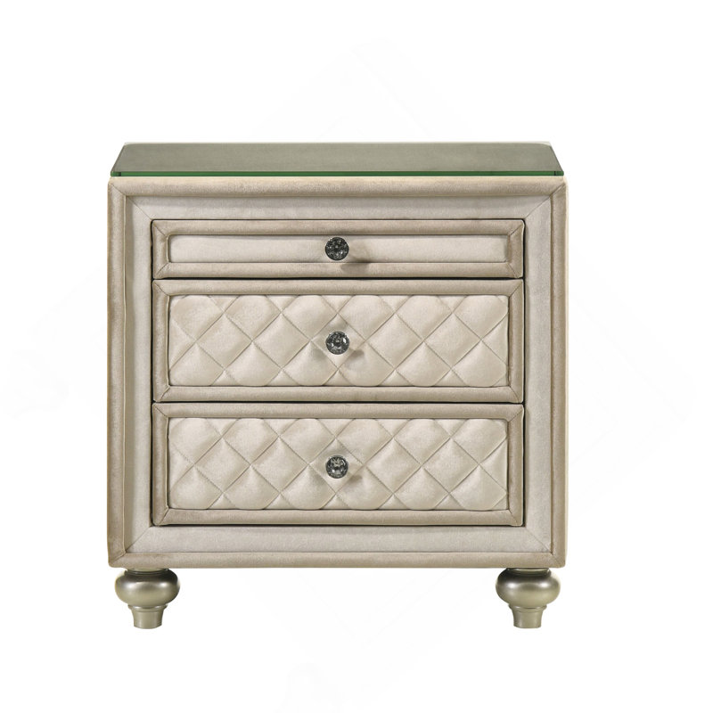 Table de chevet 2 tiroirs beige