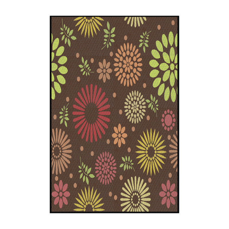 Tapis brun à motif floral Zoha, Rectangle 8 pi x 10 pi