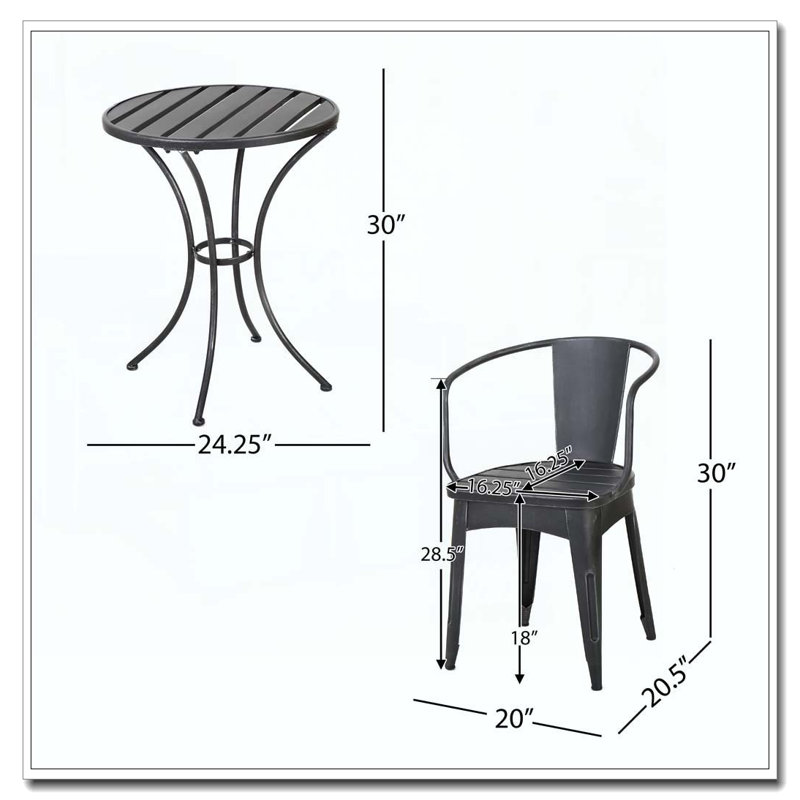 Ensemble d'extérieur 3 pièces, Noir et argent