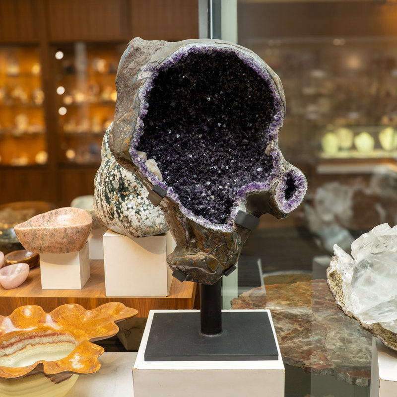Genuine Amethyst Crystal Cluster Geode On Stand (153 )