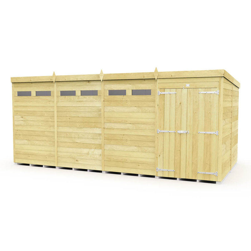 16ft x 8ft Pent Security Shed - Double Door
