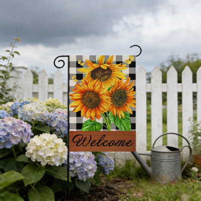 Tournesol à double face drapeau de jardin 17,7 x 11,8 po décoration de jardin extérieur joyeux printemps été décoration drapeau de bienvenue pour la maison décoration de jardin