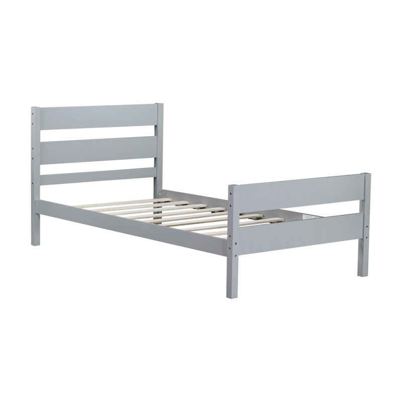 Lit simple avec tête et pied de lit, lit simple, mobilier de chambre durable, Gris