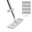 Nettoyeur à plancher plat en microfibre avec 4 tampons réutilisables et lavables pour le nettoyage des sols secs et humides, serpillère plate en microfibre avec poignée en acier inoxydable pour vinyle stratifié