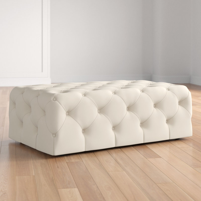 Huskins Velvet Ottoman, Beige Velvet