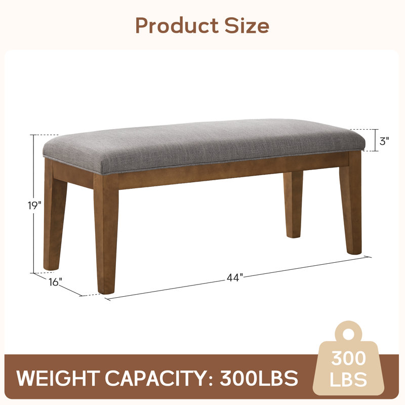Polyester Upholstered Bench, Grey