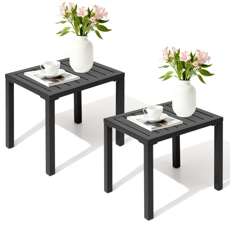 Table d'appoint rectangulaire en aluminium, Noir