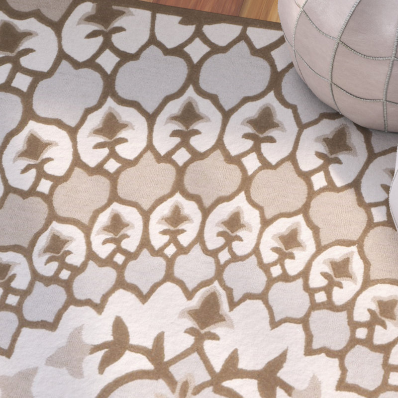 Tapis floral en laine touffeté à la main Miu, Rectangle 2 pi x 3 pi