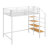 Twin Size Metal Loft Bed With Upper Grid Storage Shelf & Lateral Storage Ladder-1839216905