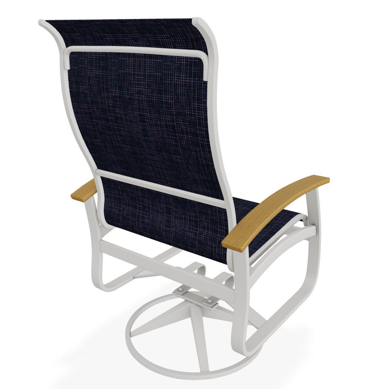 Belle Isle Outdoor Rocker Chair, White, Navy, Rustic Teak