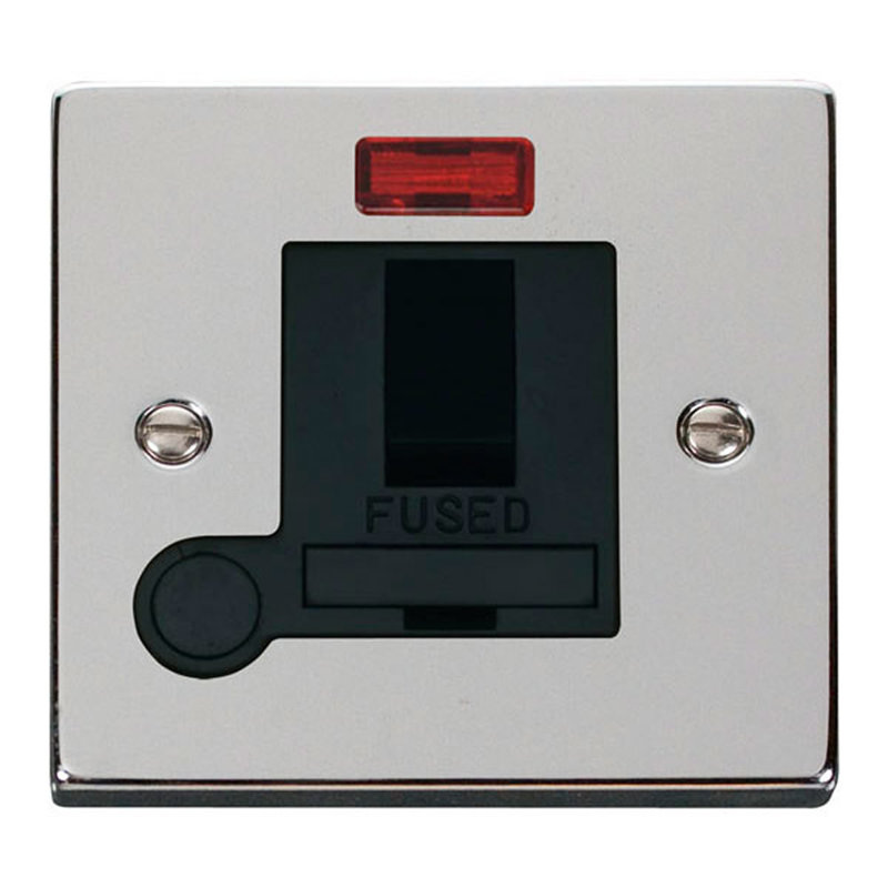 Polished Chrome 13A Fused Connection Unit Switched With Neon With Flex