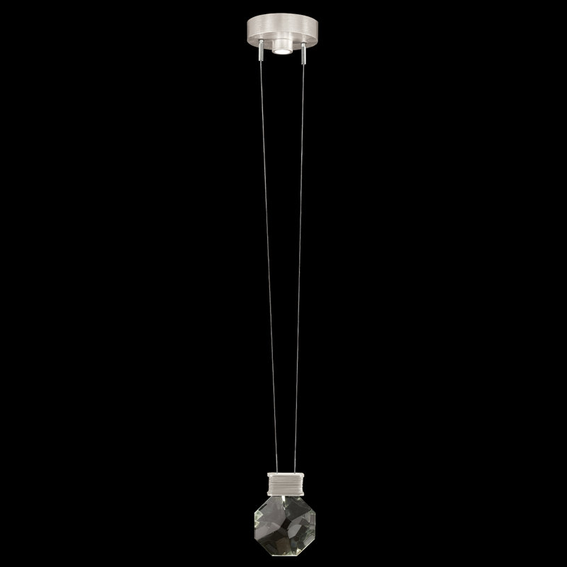 Luminaire suspendu rond l 6 po Aria, Argent brossé
