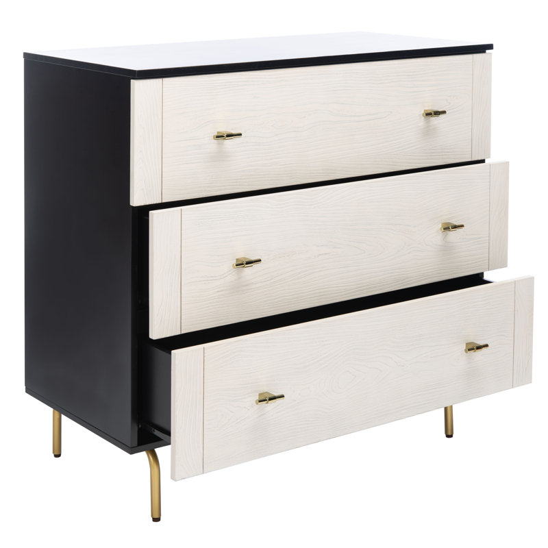 Bartelt 36'' W 3 - Drawer Dresser, Black/White