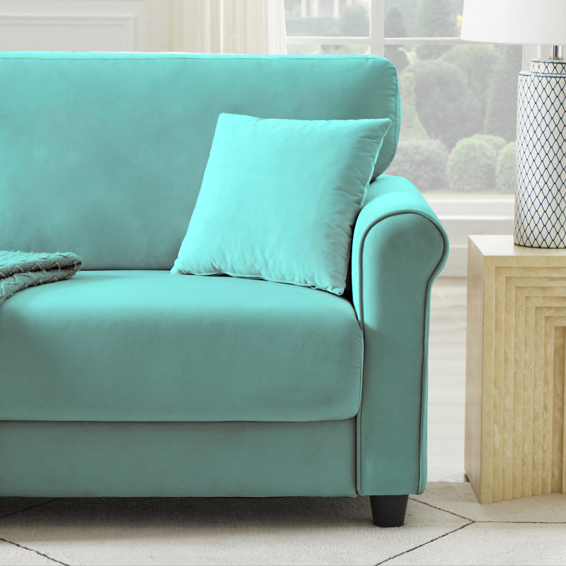 82.48'' Velvet Sofa, Cyan