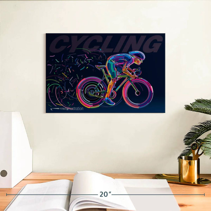 Sirci abstrait à vélo, H 8 po x l 12 po