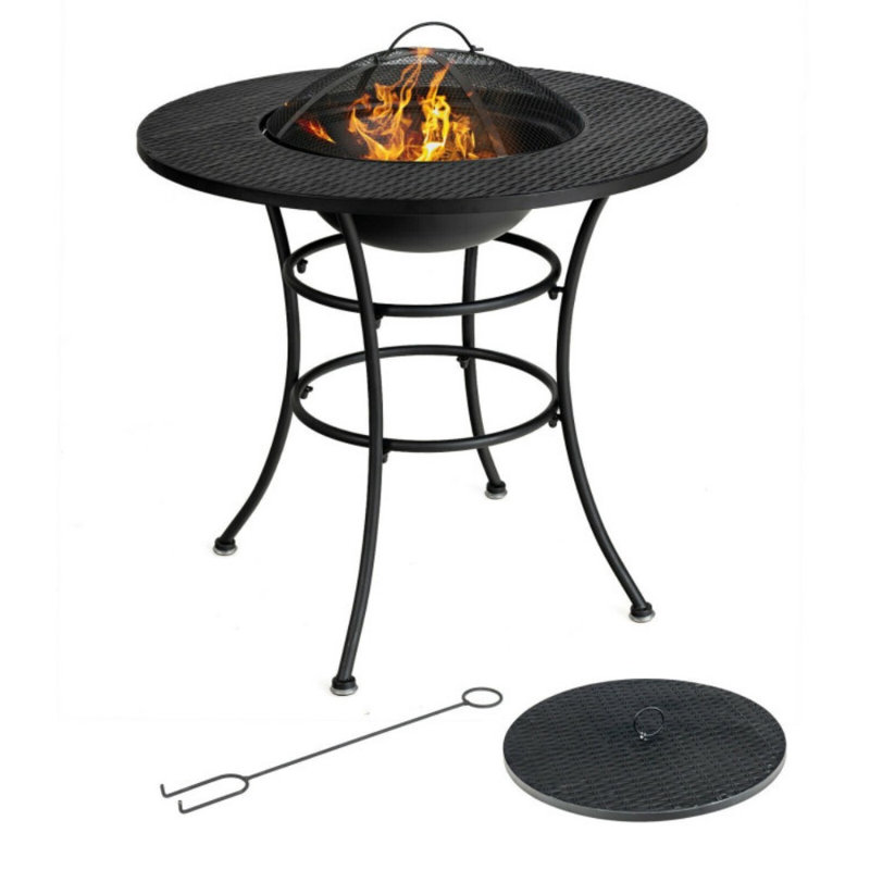 Table de salle à manger 31,5 pouces avec foyer et grille de barbecue
