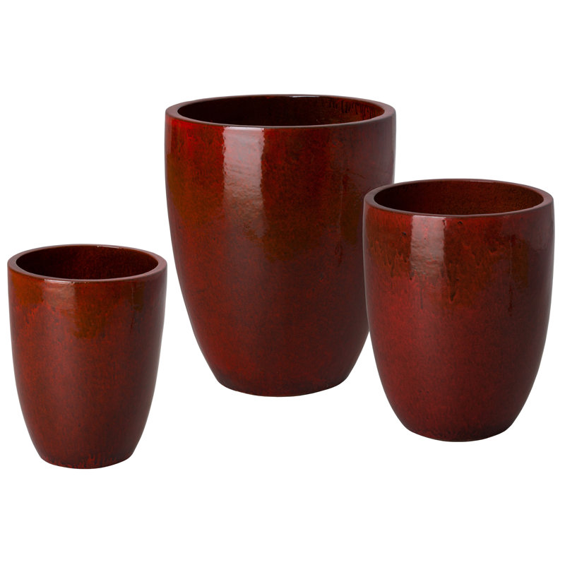 Pot à fleurs en céramique Silsbee, Rouge, H 28 po x l 22 po x P 22 po