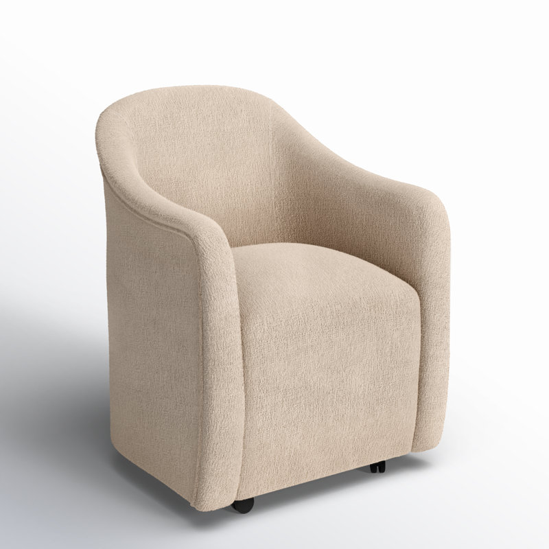 Denice Rolling Dining Arm Chair, Beige Performance Chenille