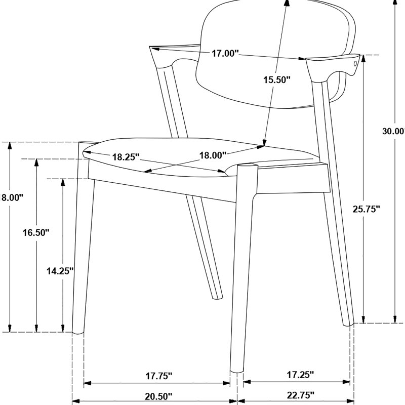 Ensemble de salle à manger 5 pièces en noyer foncé moderne avec table rectangulaire et quatre chaises d'appoint séduisantes