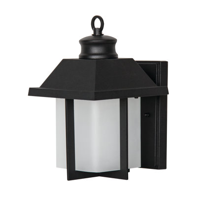 Applique murale extérieure à DEL de 9 W pour porche avec verre givré - Noir