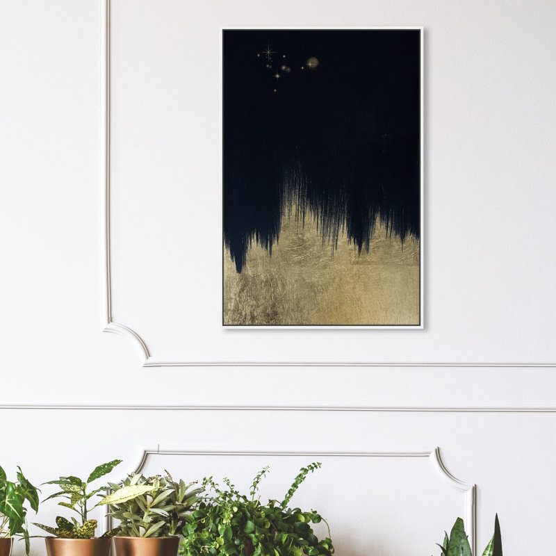 " Abstract Starry Night Redux Night Sky " Painting Print, 30" H x 20" W, White Framed Canvas