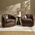 Guarracino 29.25" Top-Grain Leather Swivel Chair With Solid Wood Base Set Of 2