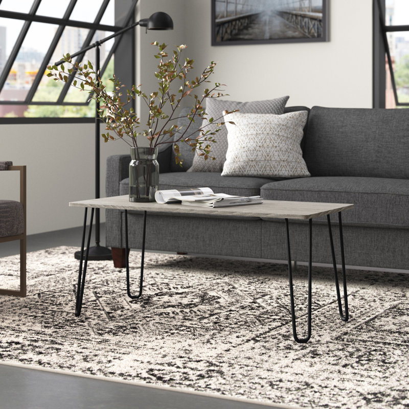Table basse avec pieds en épingle Bertolt, gris