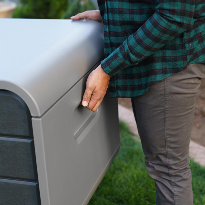 Lifetime 147.1cm W 136L Water Resistant Plastic Deck Box in Grey