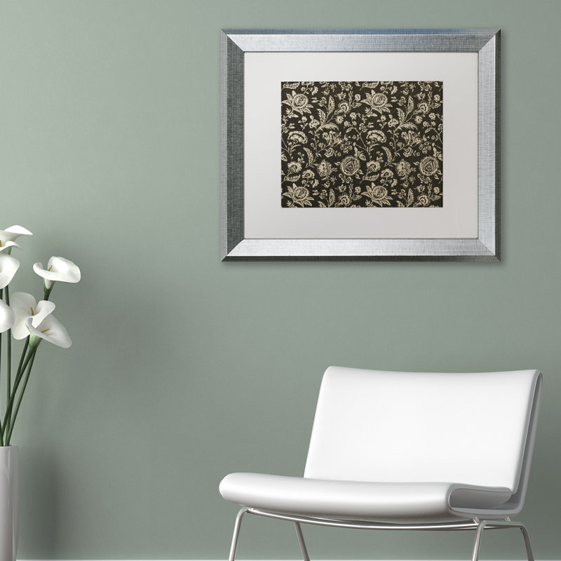 «Jadaya Toile Fabrics VIII», impression encadrée, Noir, H 16 po x l 20 po x P 0,5 po, Argent