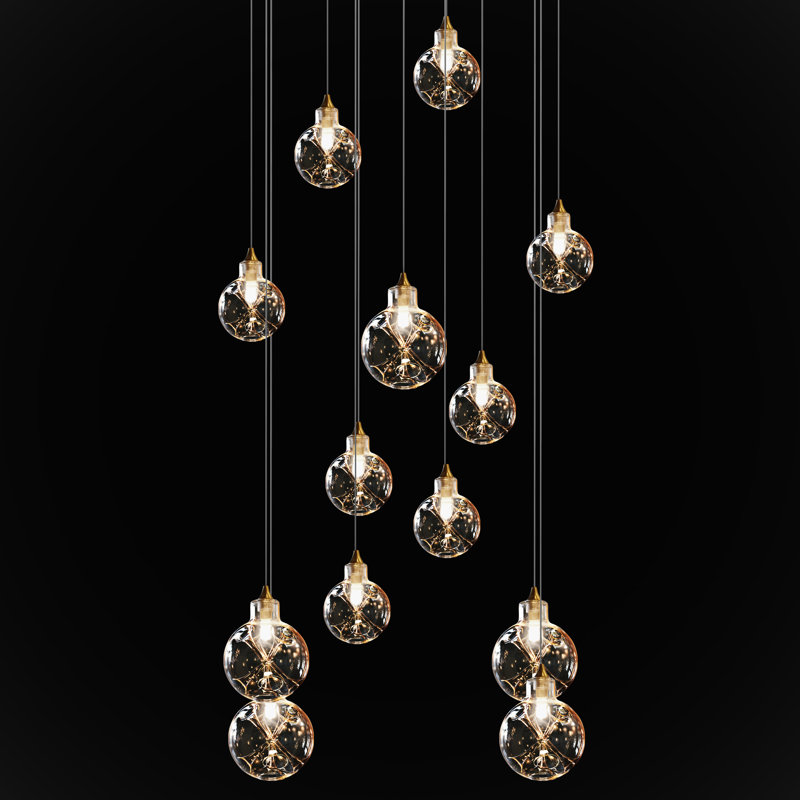 Luminaire suspendu sphère 16 lumières Calla Lilies, Bronze, H 96 po x l 36 po x P 16 po