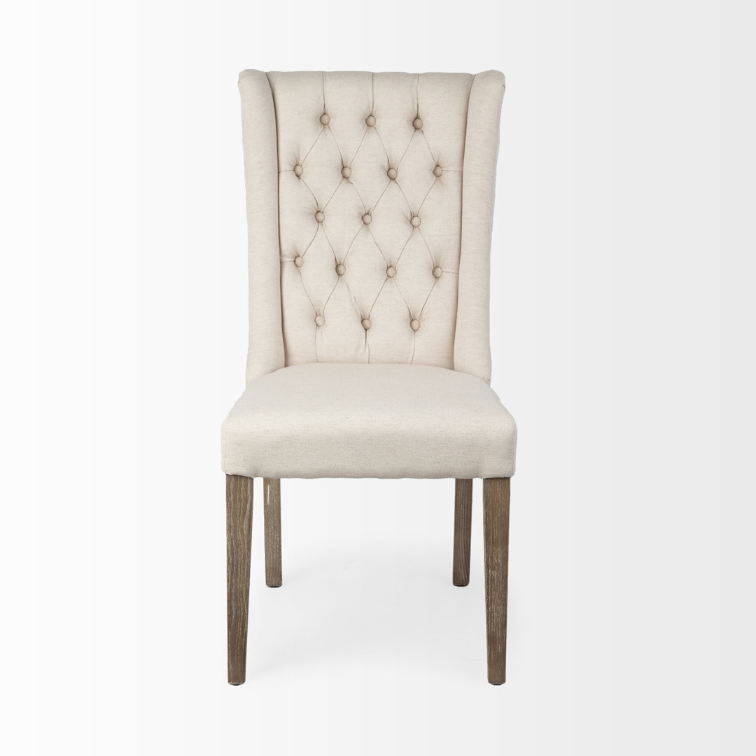 Hallsville Tufted Linen Solid Wood Parsons Chair Ophelia & Co. Upholstery 