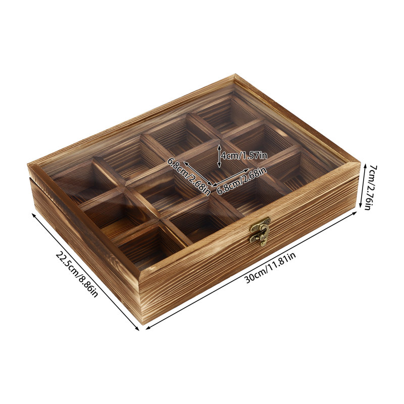 Wooden Spice Box with 12 Containers with Wooden Spoon