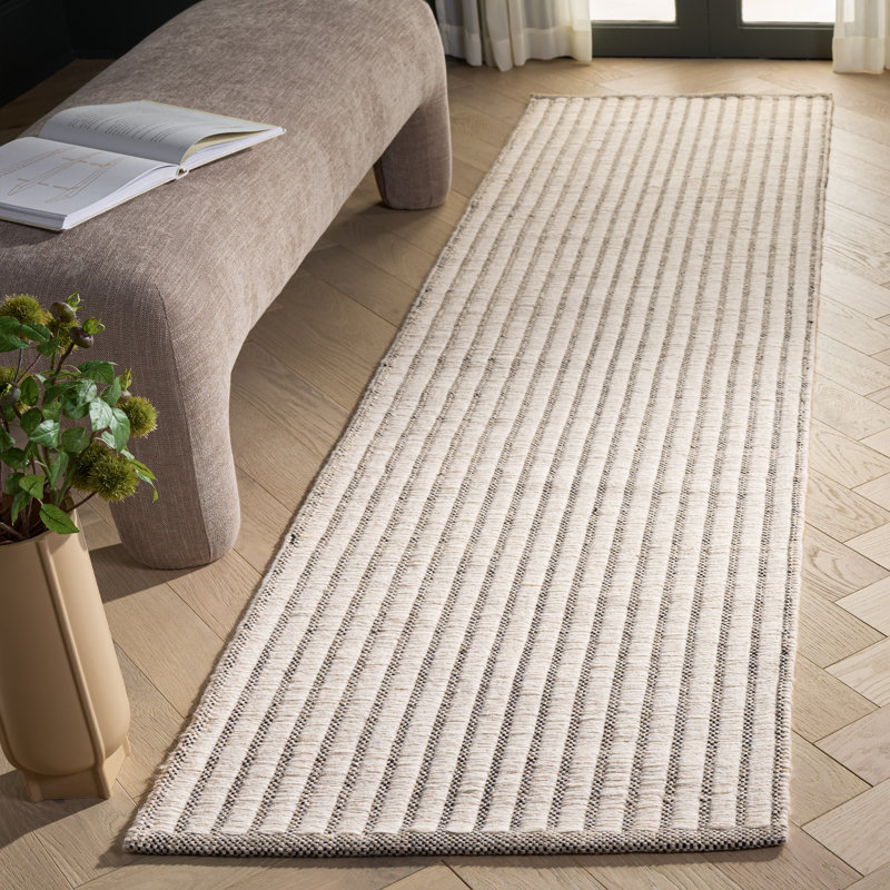 Tapis d'intérieur en laine et coton tissé à la main Vermont, Tapis de couloir 2 pi 3 po x 9 pi