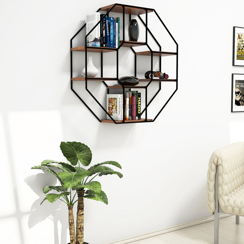 Tablette décorative hexagonale 7 pièces avec tablettes réglables Lenwood