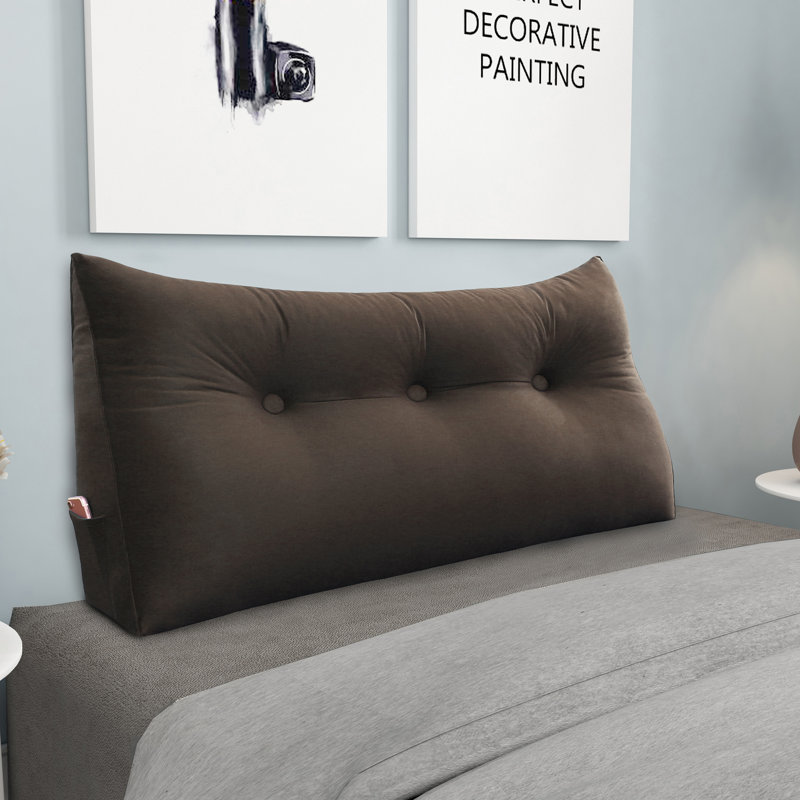 Support de dossier triangulaire en velours, Café, Lit simple