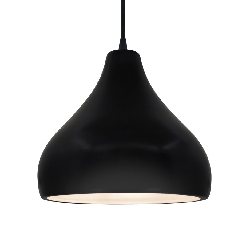 Luminaire suspendu à 1 lumière Meydan, H 9,5 po x l 13,5 po x P 13,5 po, DEL (intégrée), Carbone noir mat / nickel noir