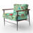 Mailer Multi-Color Bird On Tree - Velvet Upholstered Farmhouse Green Accent Arm Chair-933294298