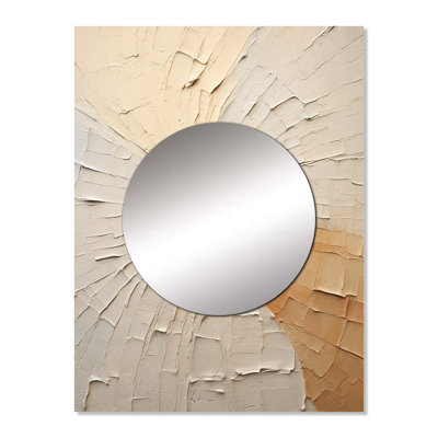 Genai Graceful Minimalism Beig And Gold Muted Art - Minimalism Large Mirror, Beige Unique Wall Mirror Decor, Printed Metal Art