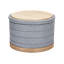 Repose-pieds rond avec rangement en lin avec plateau réversible, tabouret d'appoint rembourré bleu, 22 po-793329128